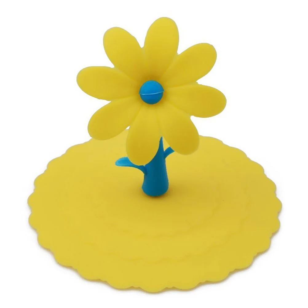

3 Pcs Silicone Cup Lid Hand-held Coffee Cover Reusable Lids Round Mug Sunflower Safe Drink Covers Tea for