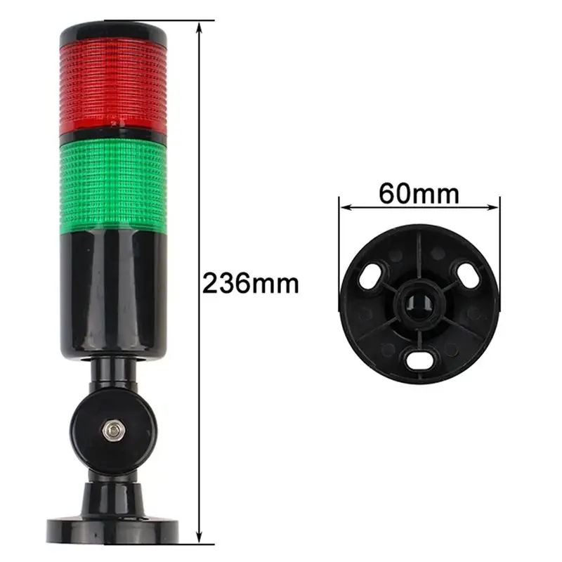 Światło ostrzegawcze wieżowe przemysłowe RMWIN, 2 poziomy, 110V, czerwono-zielone, H50, wskaźnik stały, światło ostrzegawcze.