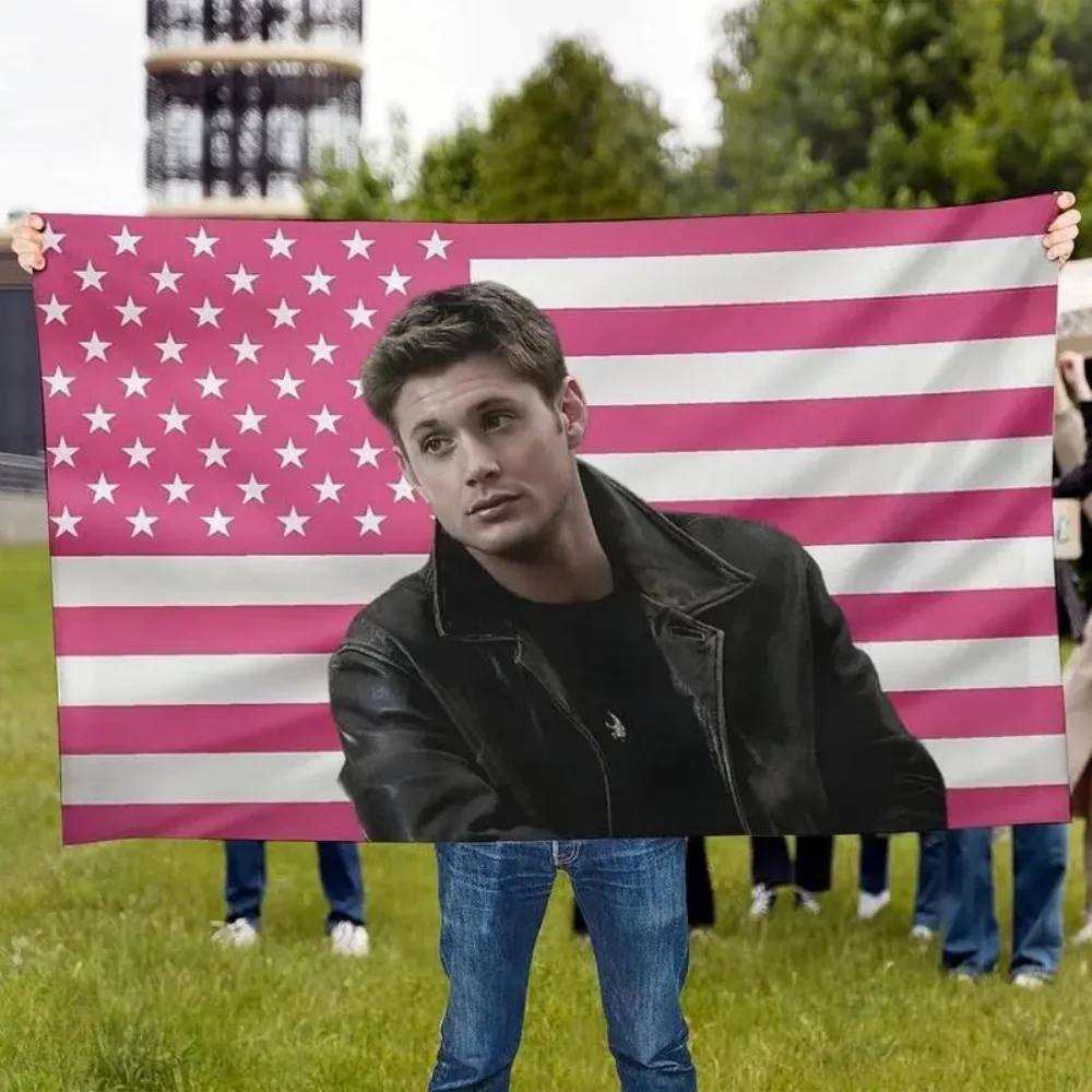 Jensen Ackles Dean Winchester American Tapestry Supernatural Leather Jacket Character Wall Hanging For Dorm Bedroom Y2K Decor