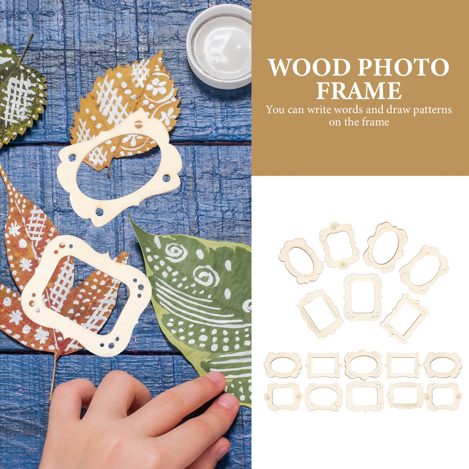 

20Pcs Wood Photo Frame Cutouts Unfinished Blank Wooden Pendants for DIY Crafts Home Decor Jewelry Necklace Photo Frame Pendant
