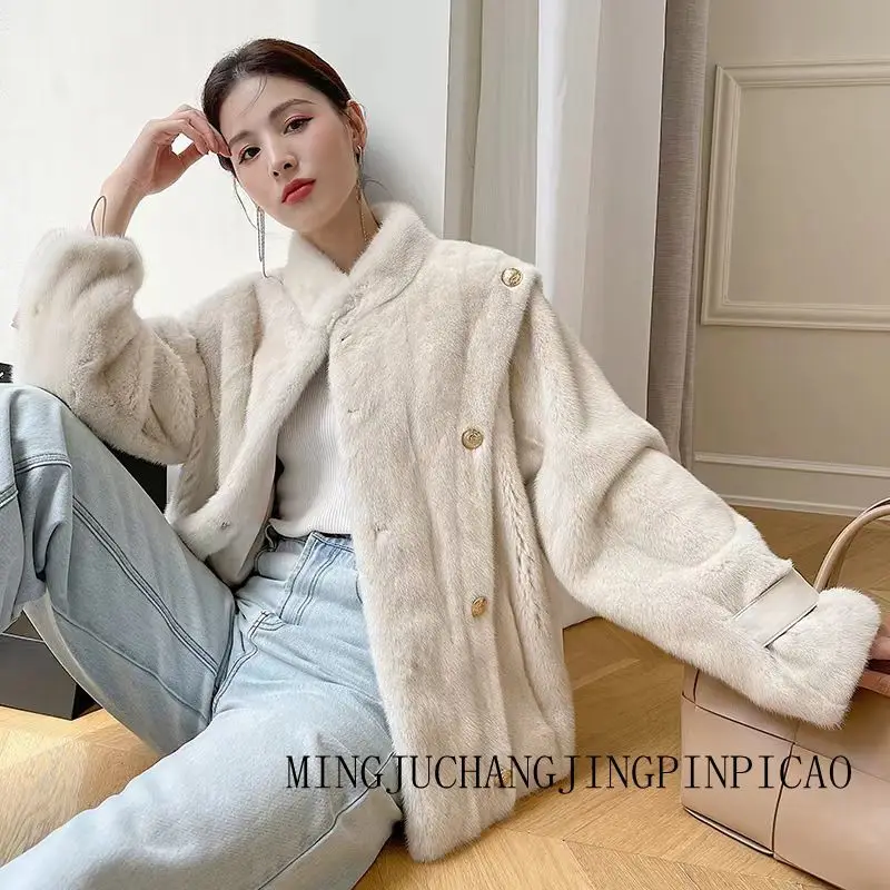 Korea Women'S Coat Imitation Mink Fur Jacket Loose Senior Sense Outer Wear Coat Warm Temperament Women'S Fur Coat