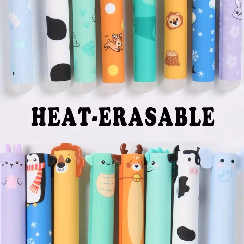 A Set of 8 Animal-Shaped Erasable Gel Pens, Featuring a 0.5Mm Fine Tip, They Are Perfect for Note-Taking And Writing, cute pens