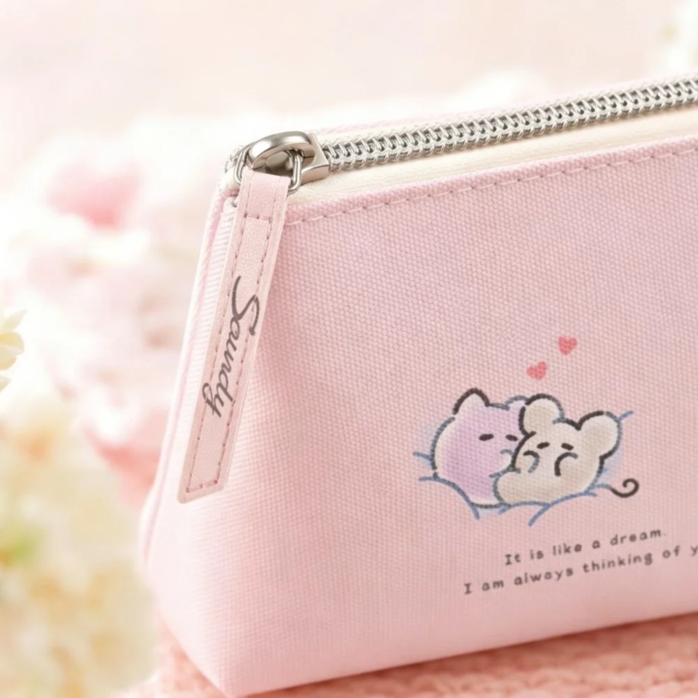 Canvas Triangle Pencil Bags  Minimalist Style Student Multifunctional Storage Pouch Office Stationery Organizer School Supplies