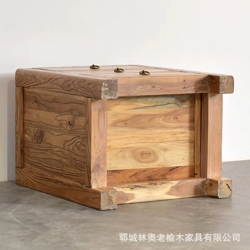 for Old Elm Bedroom Bedside Table Three Layer Drawer Locker Porch Chest Floor to Ceiling Nightstand Elm Furniture