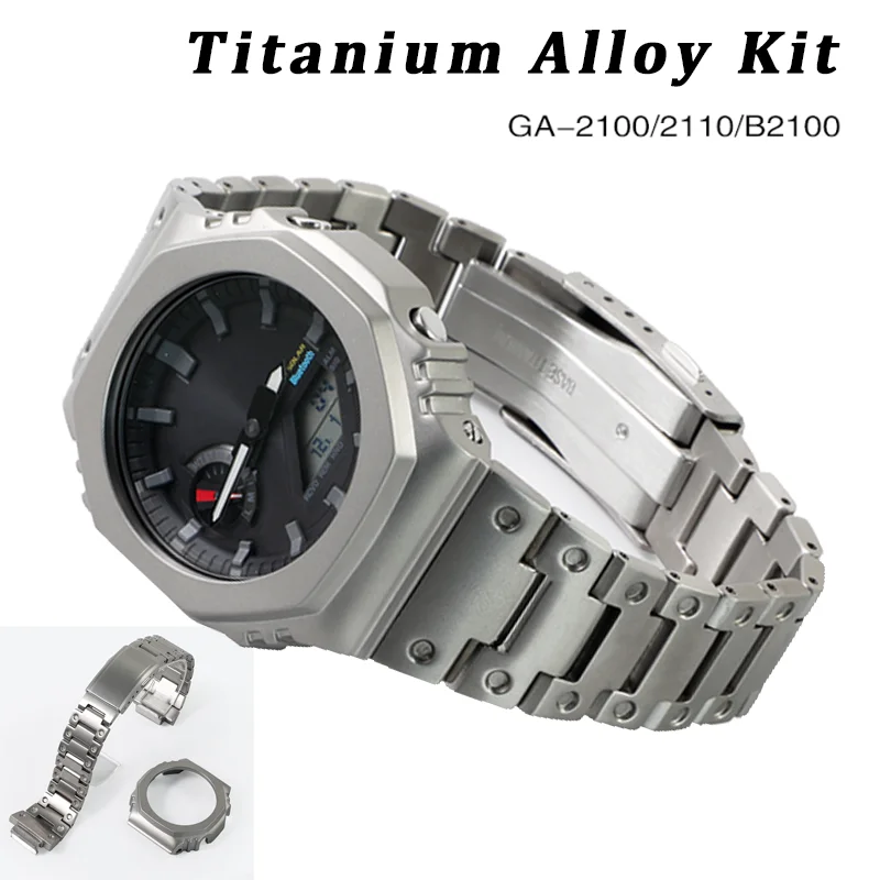Titanium Alloy Strap+Case Metal Kit for Casioak GA-2100 GA-2110 GA-B2100 Farm Oak Mod Case bracelet DIY Accessories Tool