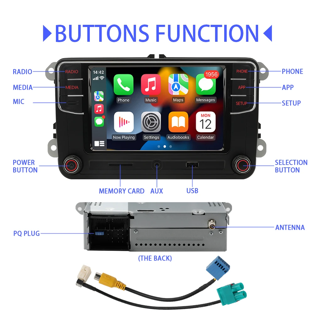 Noname RCD330 Plus MIB Carplay راديو السيارة 6RF035187F Android auto Bluetooth AUX الملاحة لشركة فولكس فاجن جولف 5 6 باسات B5 B6 CC جيتا