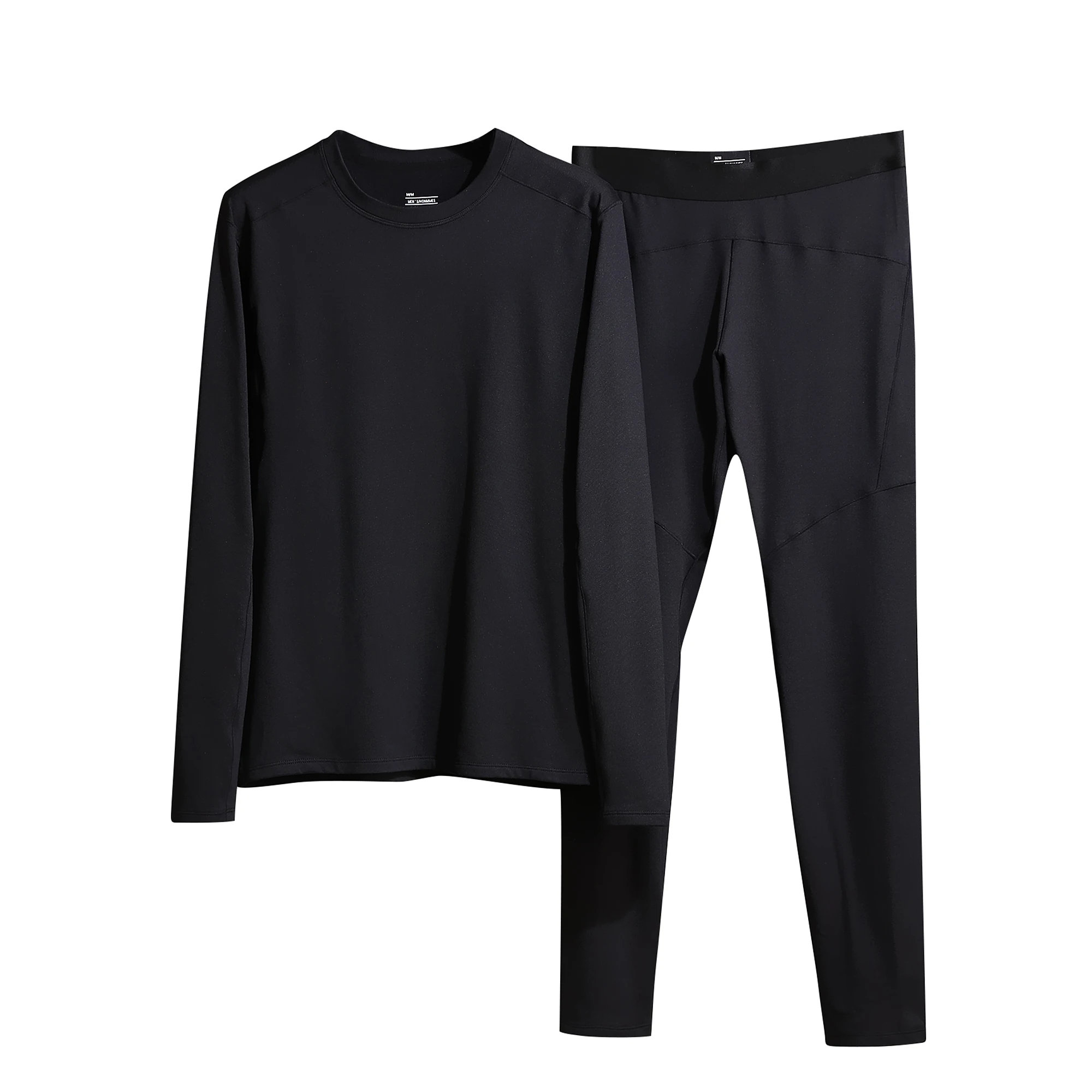 하이 엔드 따뜻함 남성 운동복 세트 순수한 색상 다목적 긴 소매 긴 바지 열 보존 양털 속옷 세트