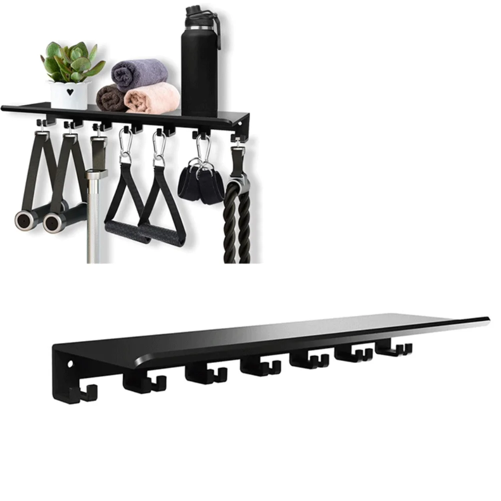 Wall Mounted Gym Storage Solution with Heavy Duty Hooks for Organizing Resistance Bands and Weightlifting Gear