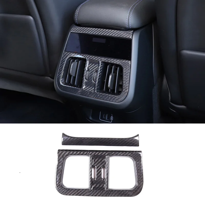 Real Carbon Fiber Car Rear Air Condition Outlet Vent Frame Cover Trim Sticker For Maserati Grecale 2022-2023 Auto Accessories