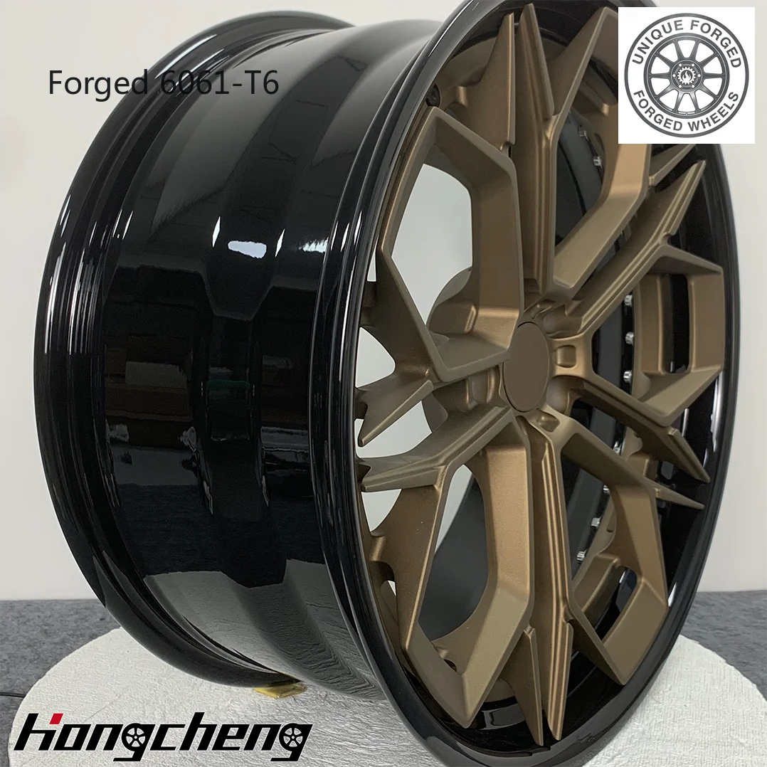 

2026 New Design Custom 2 Piece Forged Wheels Gold Finish Rim 5x114.3 5x120 5x130 5x112 18-24 Inch Car Wheels