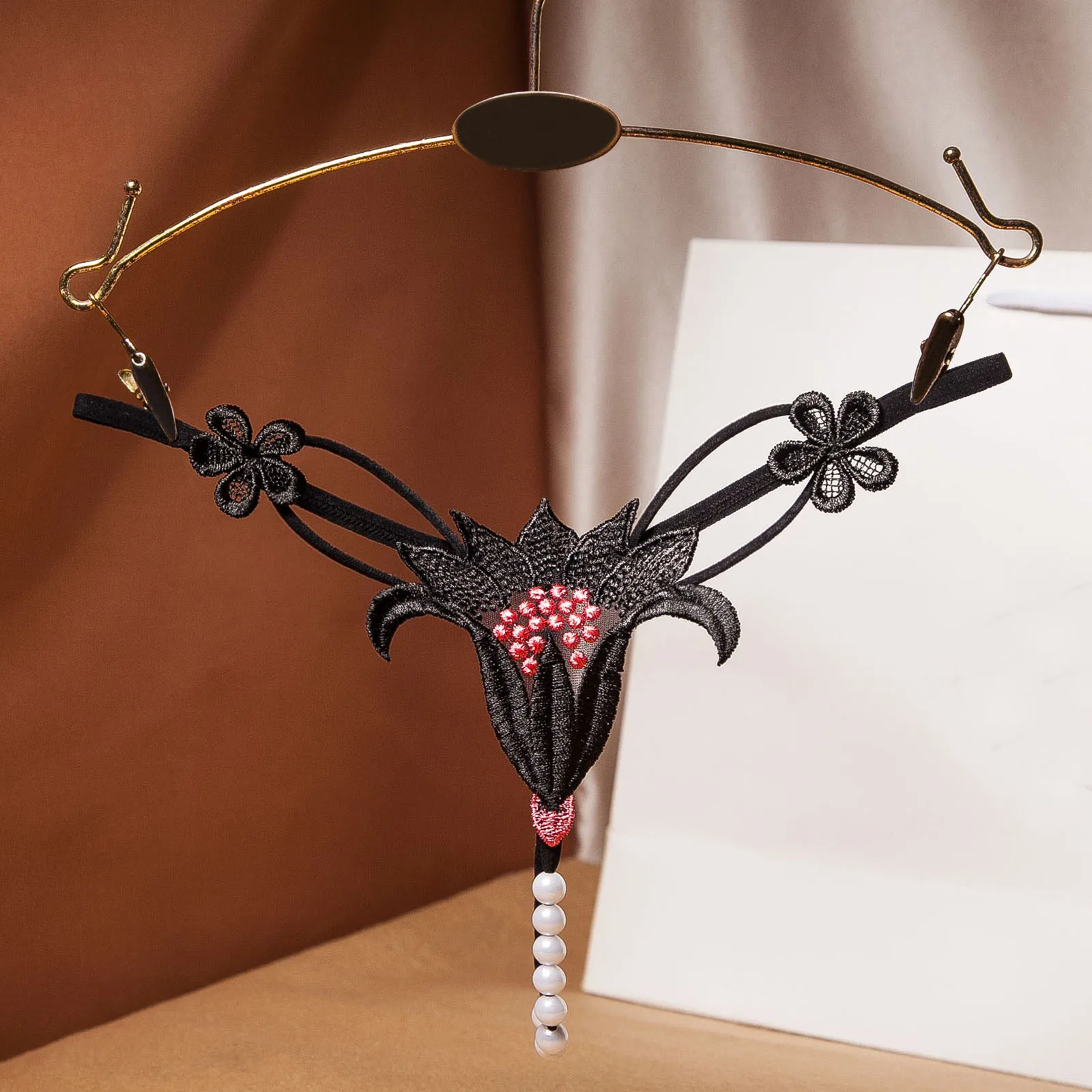 Sexy Pearl Thongs Crotchless Womens Panties Pron Sex Costume Lingerie Sheer Lace Briefs Underwear Bandage Underpants Female