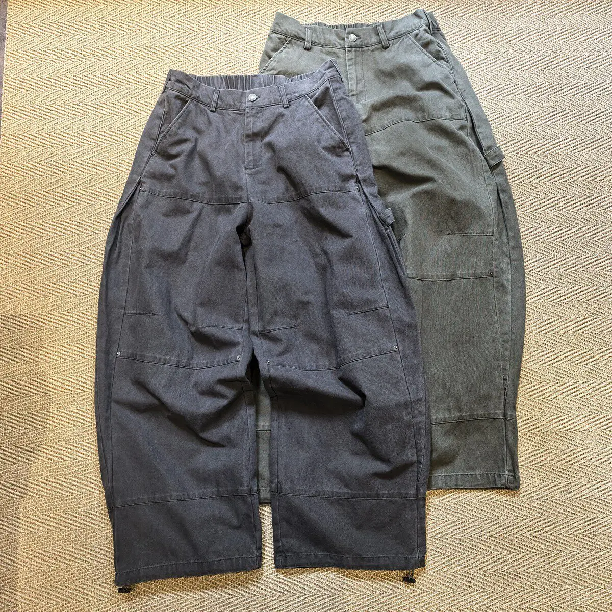 Amekaji Wear Thickened Special Cut Wax Dye Washing Water Wide-Leg Casual Pants Baggy Loose Cargo Pants Cleanfit Maychao