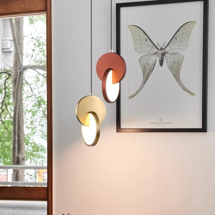 

Bedroom Headboard LED Chandelier Modern Simple Double Ring Art Pendant Lamp Bar Lamp Cafe Chandelier Restaurant Lamp Chandelier