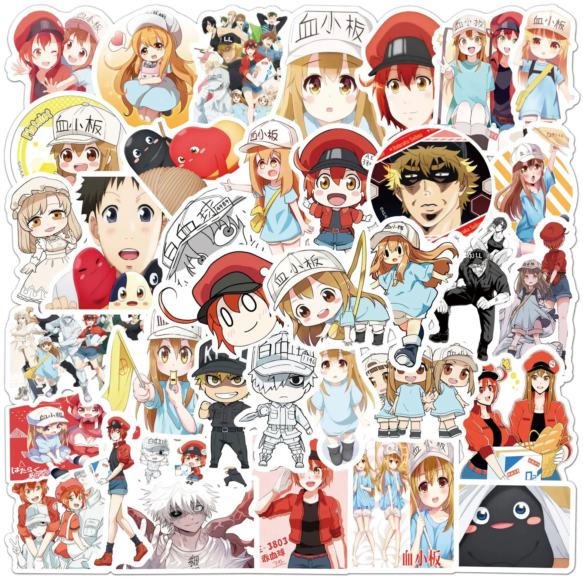 50 Stück Anime-Cartoon-Aufkleber für Platten, kreative Schreibwaren-Kollektion, wasserdicht, DIY-Handyhülle