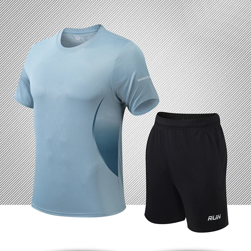 Set da 2 pezzi da uomo, tute sportive da jogging, allenamento in palestra, abbigliamento da allenamento, set da corsa, tuta da maratona, maglie da ciclismo all'aperto