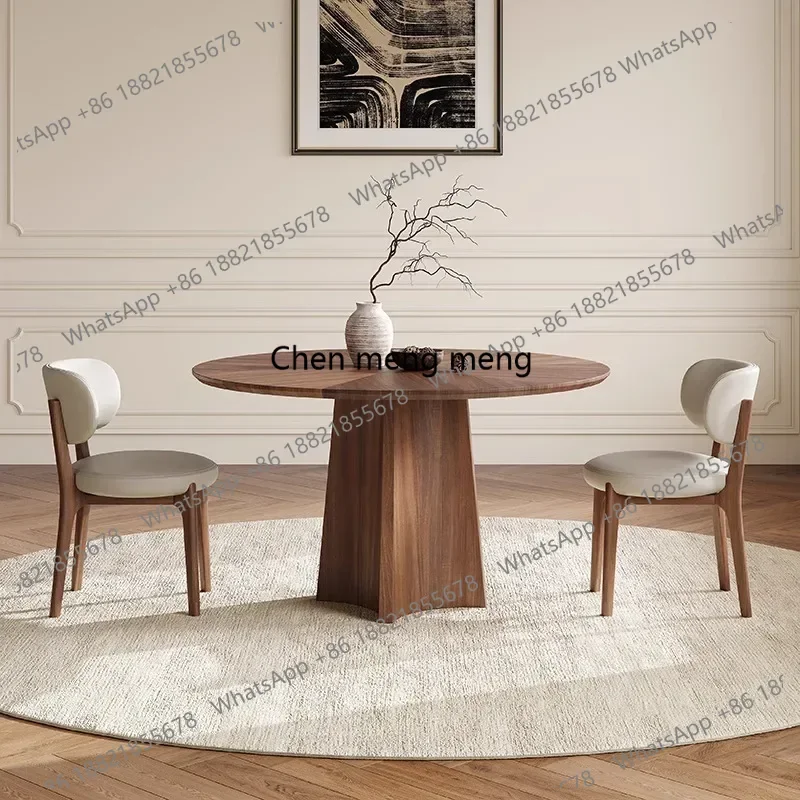 

8 People Living Room Dining Tables Turntable Round Retro Work Dining Tables Reception Wooden Home Furniture