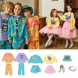 2024 BE Spring New Korean Children's Cute Cotton Sweatshirt Pants Outfit Set Kids Girls Boys Cartoon Jacket Girls Princess Dress