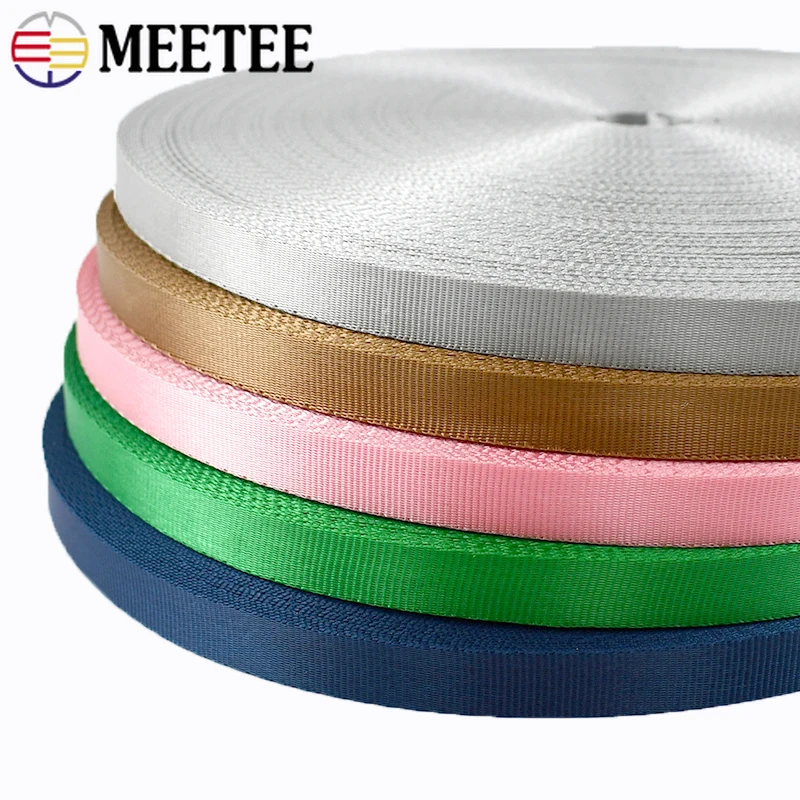 

Meetee 45Meters 10mm Nylon Webbing Belt Straps Decorative Ribbon Band Lanyards Bias Binding Tape DIY Handmade Sewing Accessories