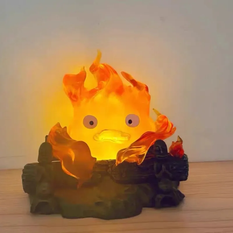 Calcifer Anime Figur Modell Cartoon Action Figur Atem Lampe Desktop Nachtlicht Dekoration Pvc Modell Sammlung Ornament Zu