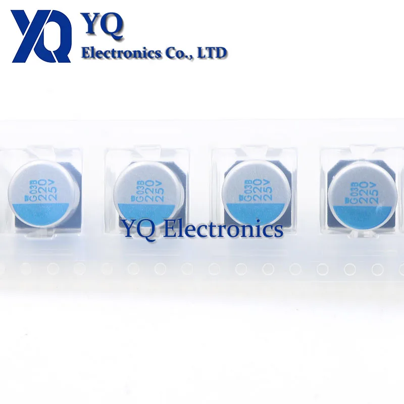 10PCS/lot New OriginaI APXG250ARA221MJA0G 25V220uF 10x10 Black Diamond Blue Chip Solid Capacitors Imported