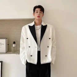 Men's Suit Jackets Oversize Plus Big Size Male Blazer Double Breasted Coat White Elegant Original Menswear Fashionable New In