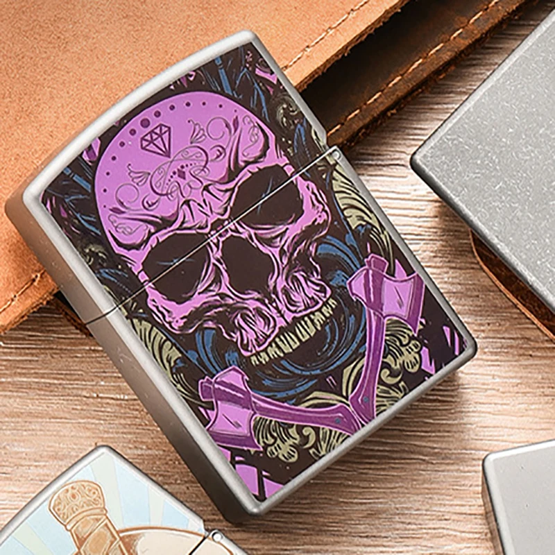 Pink Skull Titanium Alloy Lighter Shell CNC Precision Process EDC Outdoor Portable Durable Windproof Unique Gift (No Core)