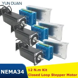 3PCS XYZ 12Nm Nema 34 86MM AC DC DSP Driver del motore passo-passo ad anello chiuso 400W 60V Alimentazione Hybird Encoder Easy Step Servo Kit