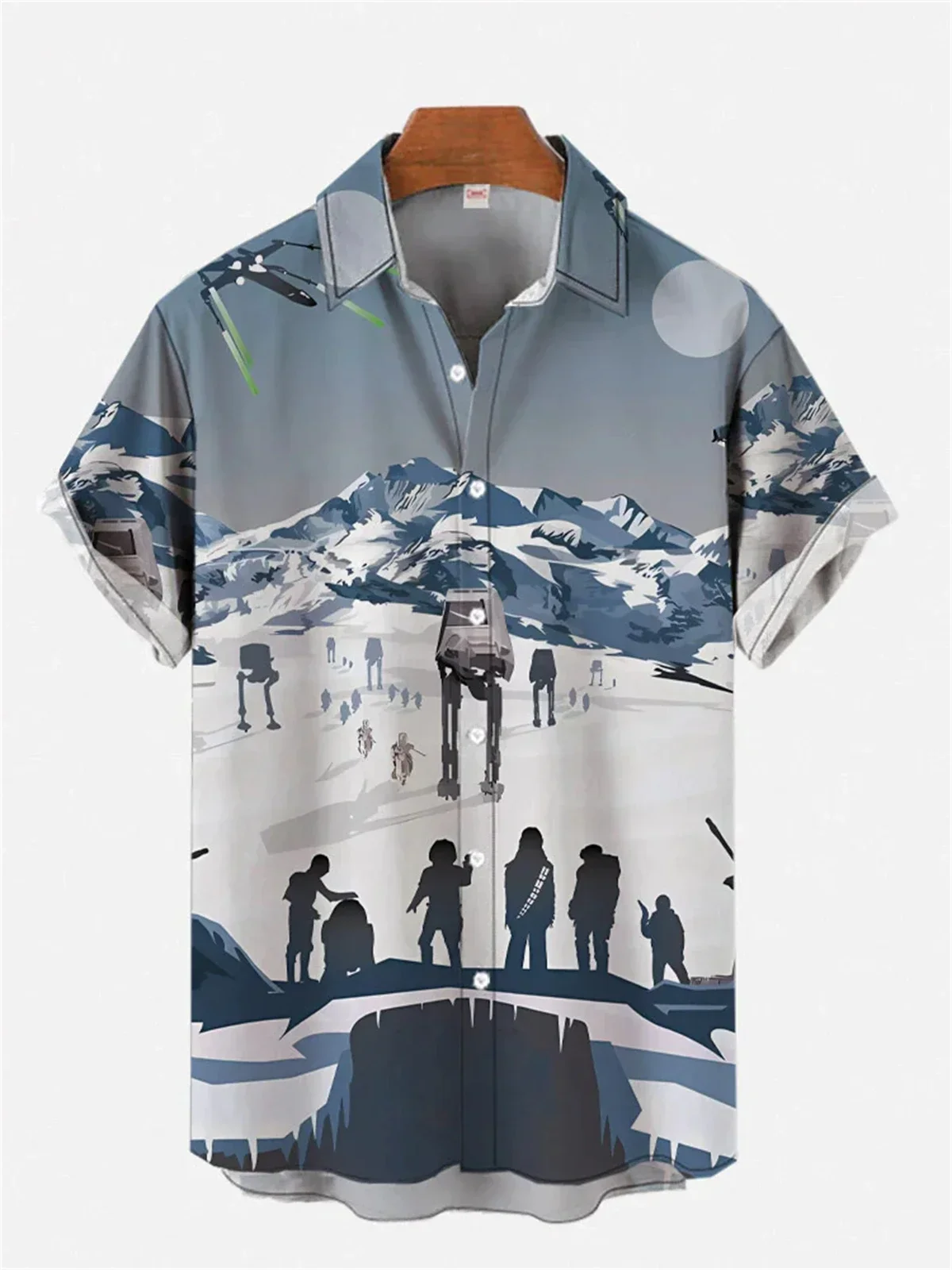 Chemise hawaïenne imprimée pour homme, revers, chemise décontractée, manches courtes, grande taille, technologie future, été, nouveau, 2024