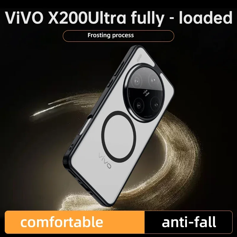 حافظة أكريليك مغناطيسية Magsafe لهاتف Vivo X200 Ultra حافظة شحن لاسلكية مقاومة للصدمات لهاتف X200Ultra غير مصد أصفر