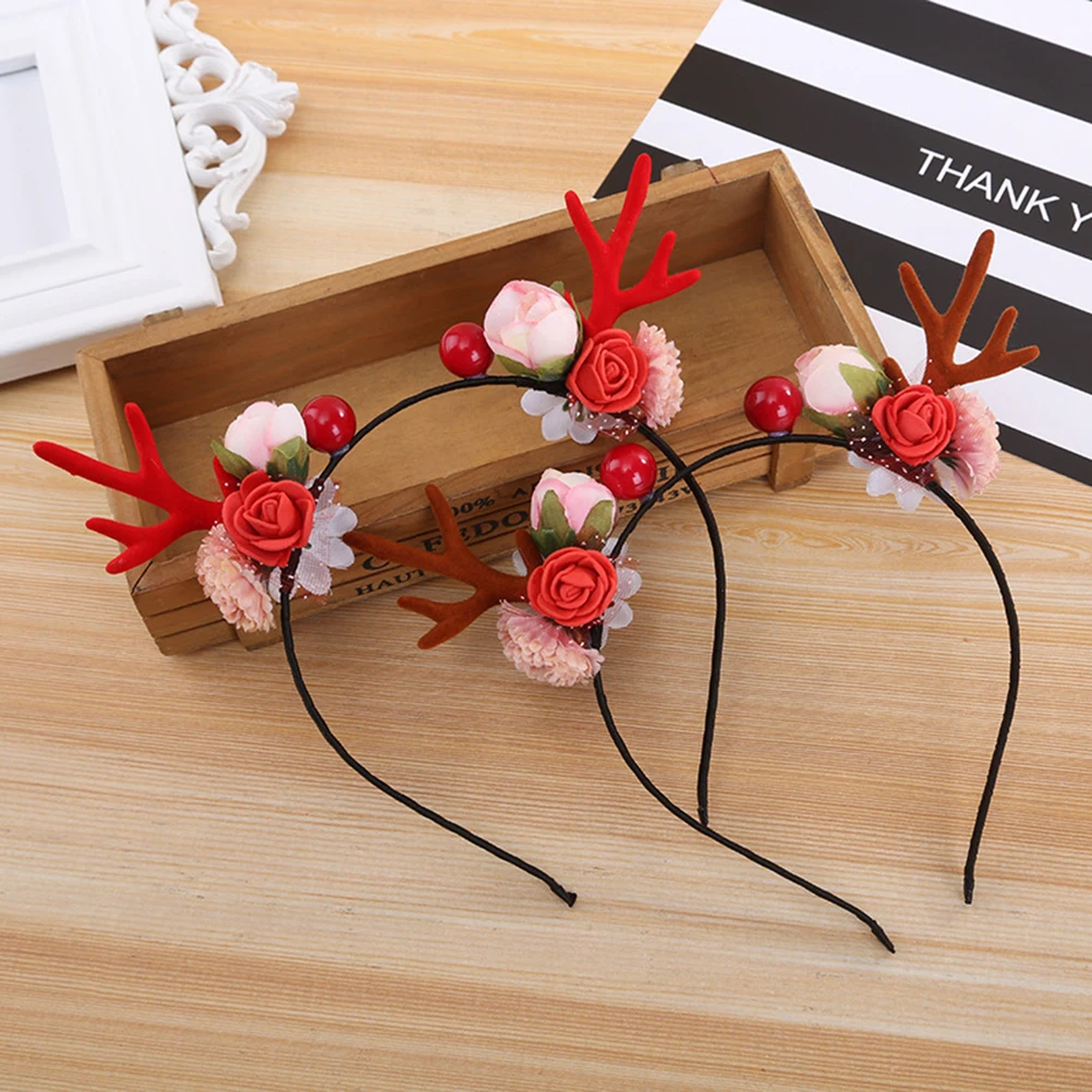 

3Pcs Antler Head Buckle Comfortable Hair Hoops Kids Birthday Parties Christmas Halloween Cosplay Hair Accessories
