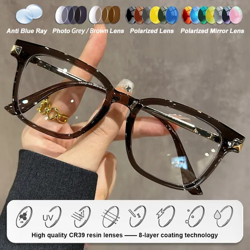 Imagen 2 del producto CLLOIO, gafas graduadas fotocromáticas para miopía con montura cuadrada Retro, gafas ópticas progresivas de alta calidad a la moda para hombres y mujeres