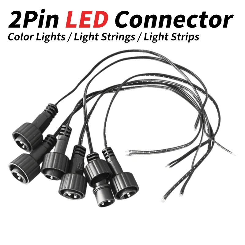 2Pin LED Connector with 25cm Wire for Solar String Lights 1A 0.25 Square IP65 Outdoor Waterproof Extension Cable for Solar Panel