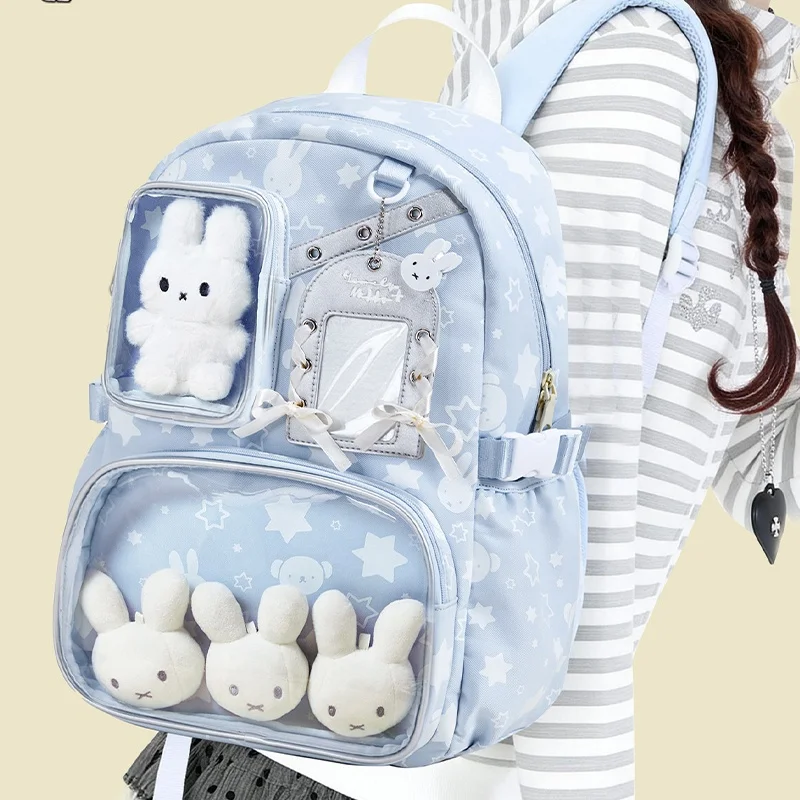 Genuine New 2026 Miffy Printed Large Capacity Cute Fashion School Backpack For High School College Students Daily Use