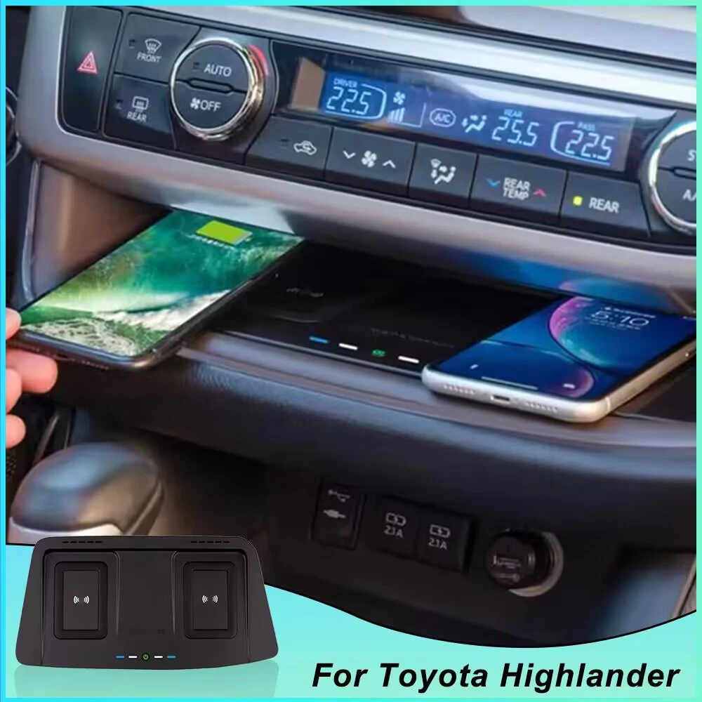 15W car wireless charger for Toyota Highlander 2014-2021 phone mount mobile holder quick charge Interior charging Accessories