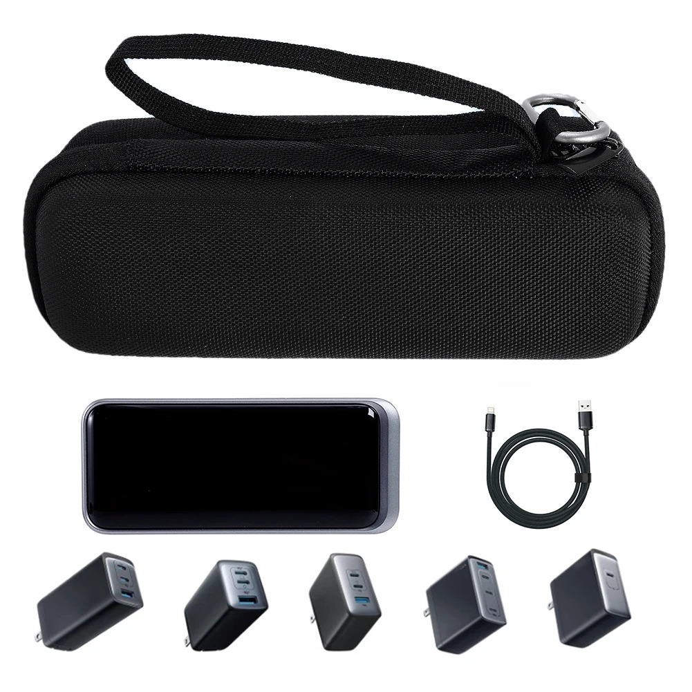 Carrying Case Waterproof Protective Hard Case EVA Shockproof with Hand Rope & Carabiner for Anker Prime Power Bank 20000mAh 200W