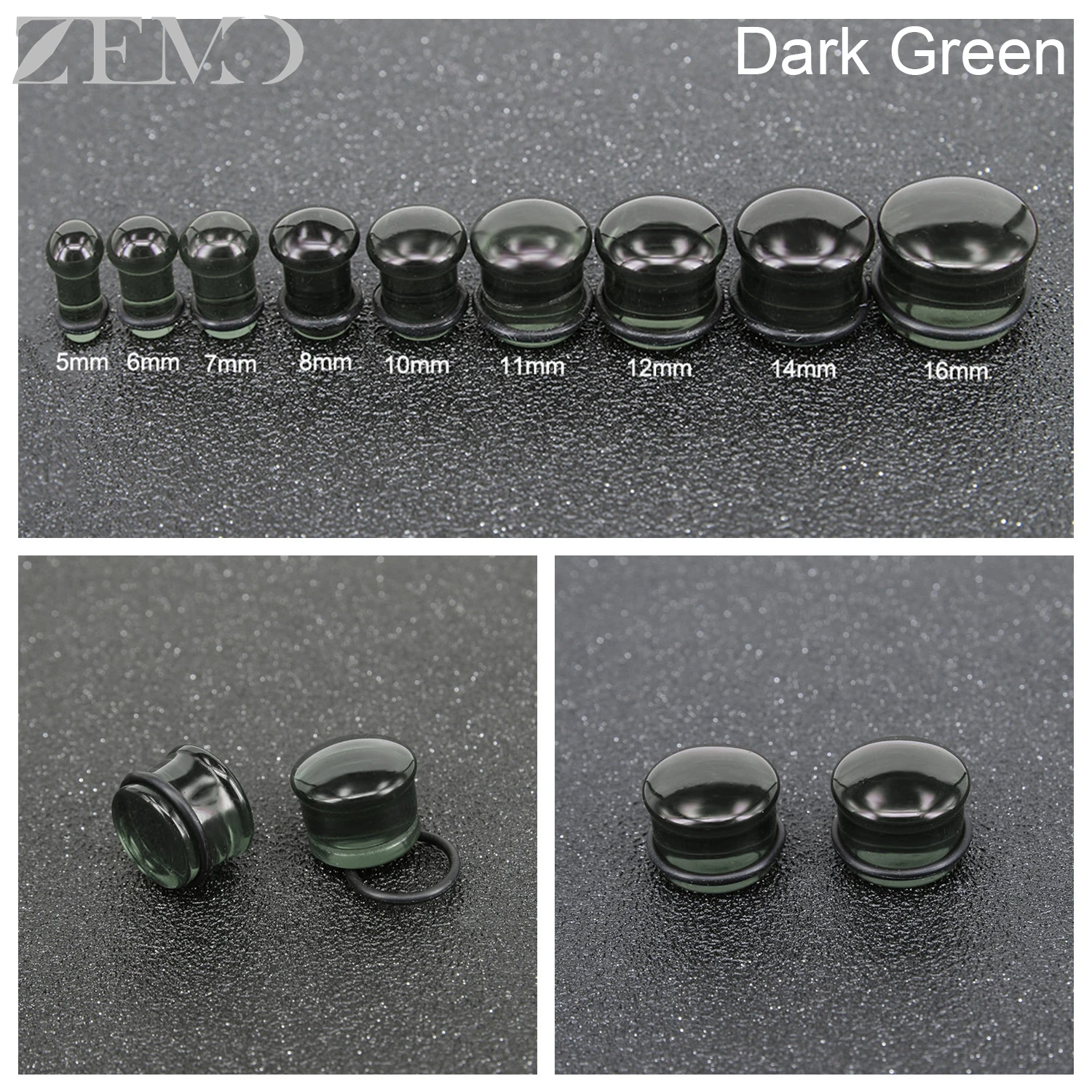 ZEMO 1 Pair Punk 5MM-16MM Glass Ear Plugs And Tunnel Men Women Clear Large Gauges 7 Color Flesh Strecher Expander Body Piercings