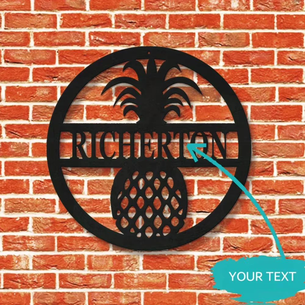 

Exclusive Custom Pineapple Metal Wall Deco. Personalized Housewarming Plaque, Modern. Multi - Use with Free Fast Ship.