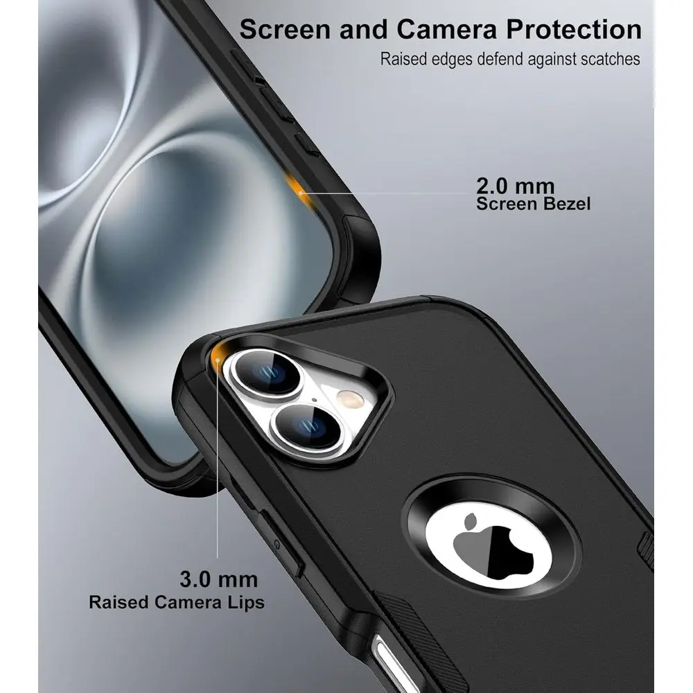 for iPhone 16 Case with Belt Clip Holster,2X Screen Protector, Heavy Duty Protection,Military-Grade Protection,Anti-Drop,Shockpr