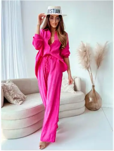 

Новый цветной повседневный костюм с длинными брюками-свеком для женщин, модный универсальный комплект, летняя рабочая одежда, удобная высокая процента...