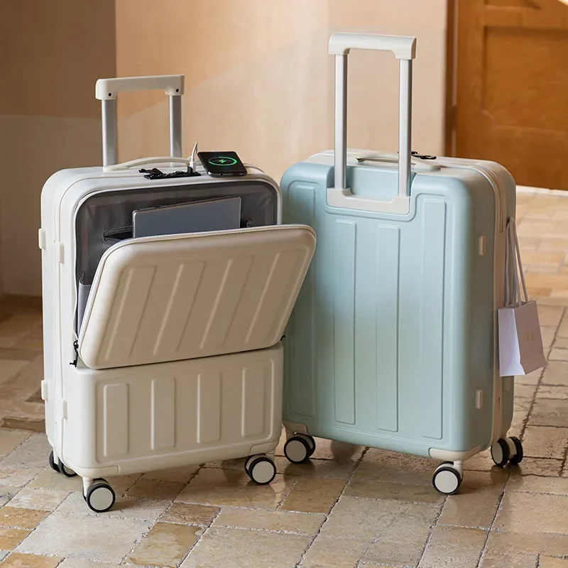 New Front Opening Multifunctional PC Suitcase Universal Wheel Trolley Box Multifunctional Large Capacity Rolling Luggage