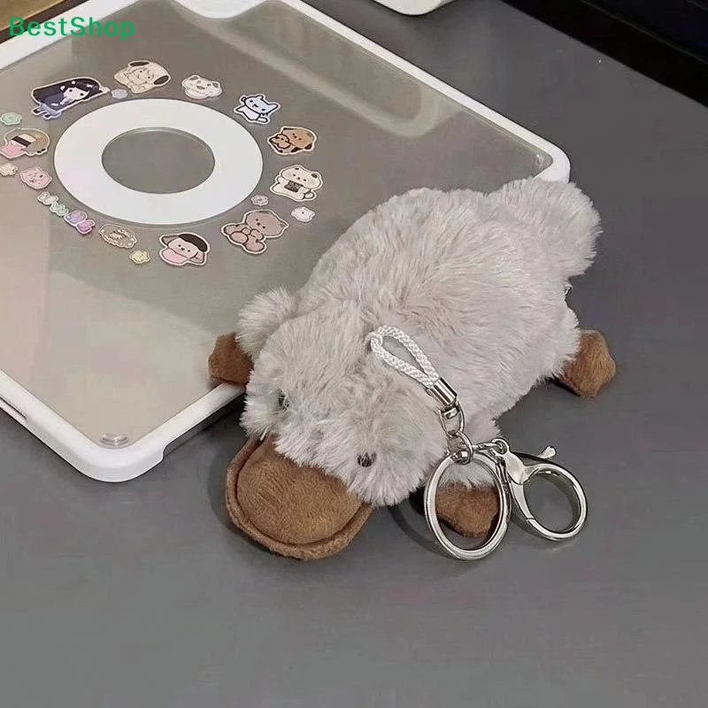 〔Q〕Cute Plush Platypus Keychain Kawaii Soft Stuffed Doll Pendant Creative Backpack Handbag Hanging Decor Key Holder Gifts