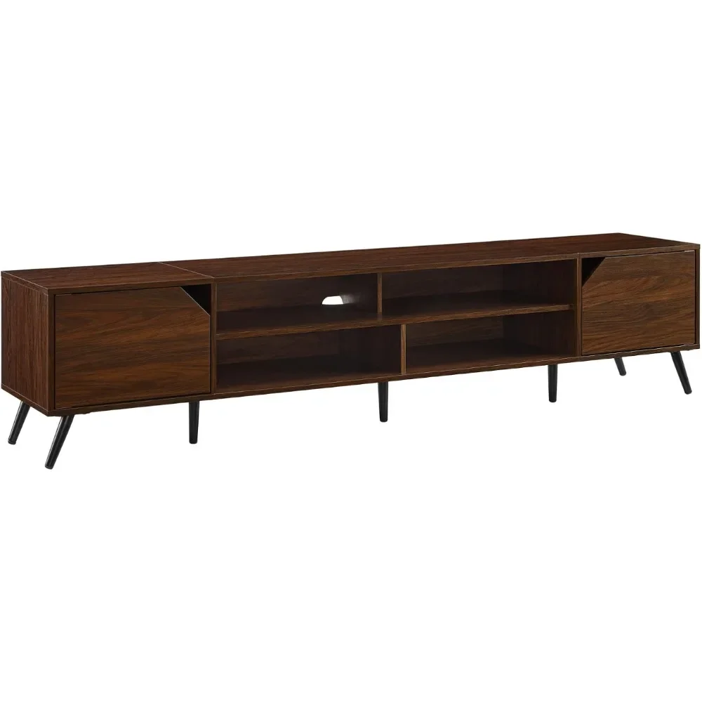 Walker Edison Nora Modern Minimal Open-Shelf Stand for TVs up to 90 Inches, 80 Inch, Dark Walnut