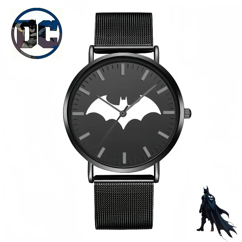 BeastKingdom Justice League Batman شخصية عصرية بسيطة رفيعة للغاية وحزام من النايلون هدية ساعة كوارتز مقاومة للماء للطلاب