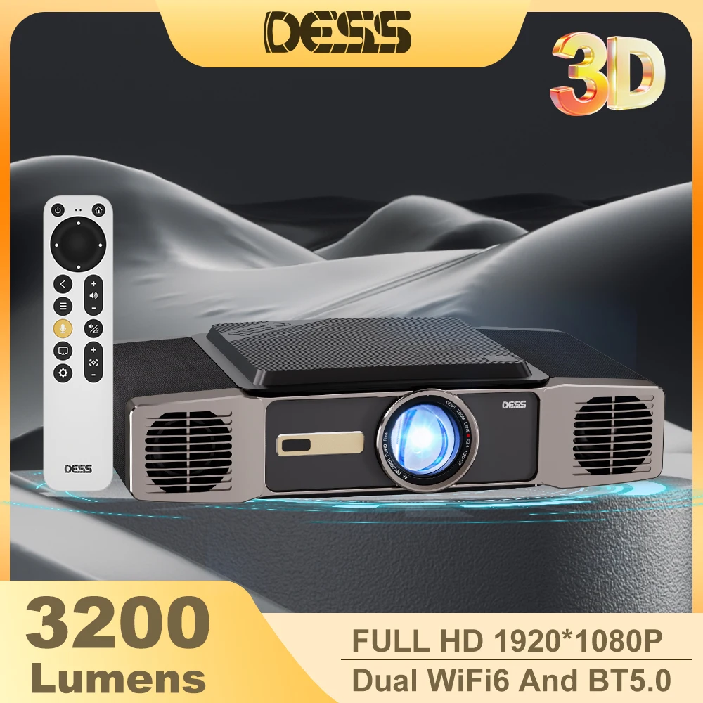 

DESS Native 1080P Full HD Projector LED Dual WiFi6 Android 4K Projector Home Theater Outdoor Android Projector Google Assistant