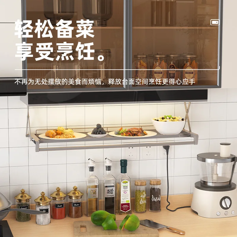 Kitchen rack Wall hanging cabinet Pull down Extended storage Multifunctional shelf Drain rack Pot rack