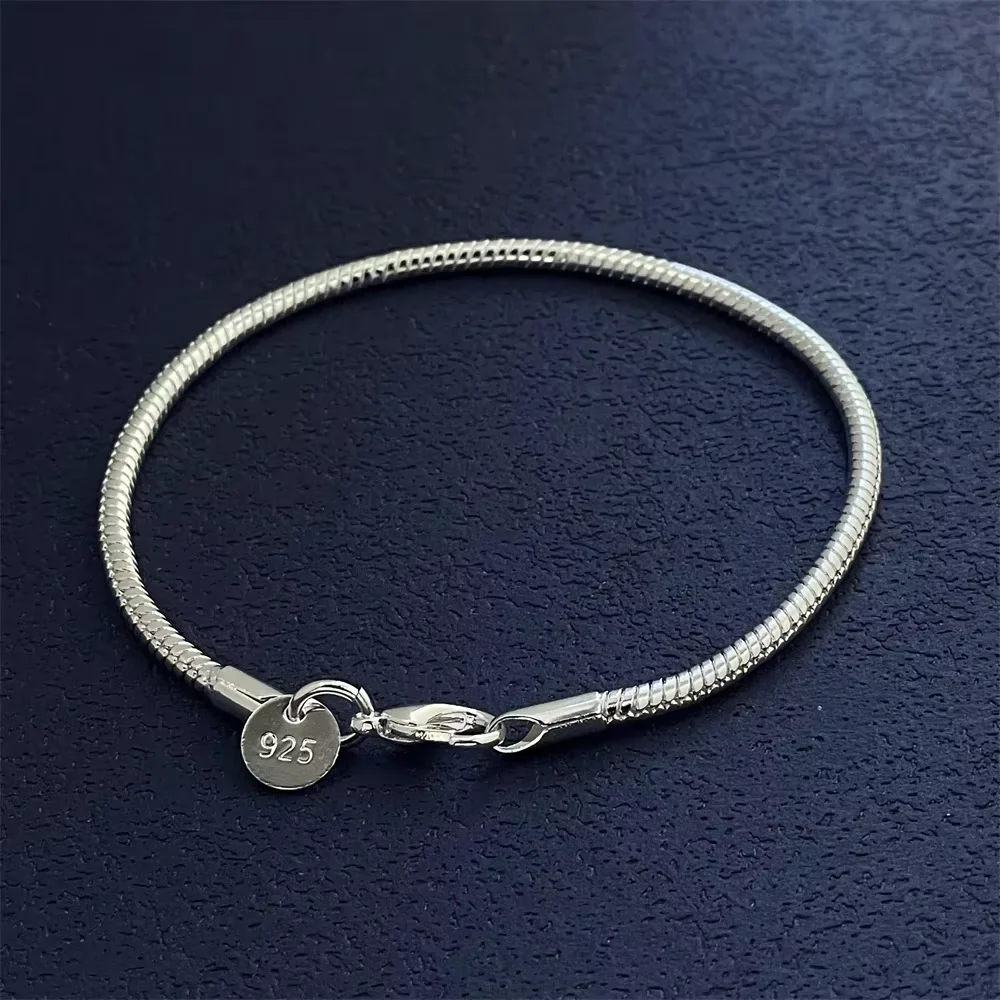 925 Sterling Silver Couple Snake Chain Bracelet Women Luxury Dinner Party Bracelet Jewelry Gift