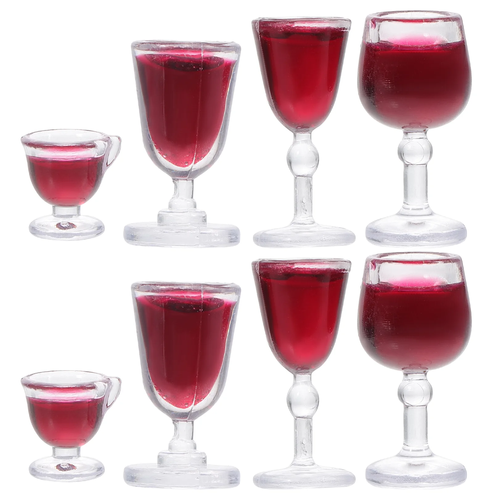 

8 Pcs Red Glasses Tiny House Mini Miniature Cup Pocket Cocktail 1x21cm