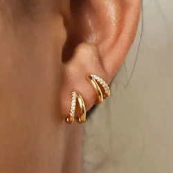New Fashion Gold Color Zircon Hoop Earrings for Women Boho Retro Geometric Statement Copper Metal Earrings Jewelry Gifts 2025