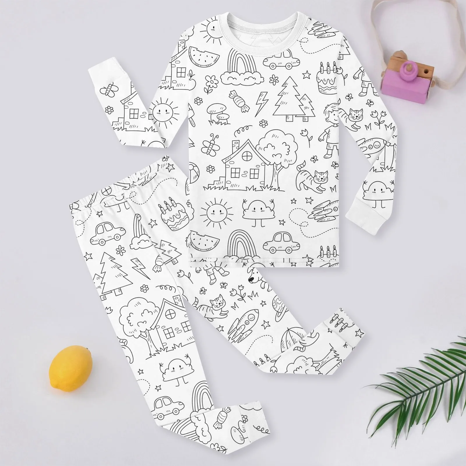 DIY Pajamas Kids Sketch Colorful Pajama Set Baby Art Color Your Own Pajama Handicraft Toys DIY Children Crafts For Kids Boy Girl