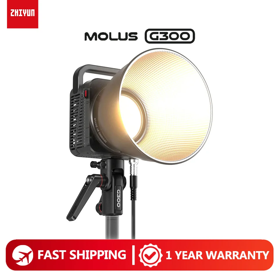 

Светодиодный видеосвет ZHIYUN MOLUS G300 300W COB 2700K-6500K Bi-color с управлением через приложение для фото- и видеосъемки, CRI 95 TLCI 97